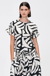 Veronika Maine Monochrome Mosaic Print Top