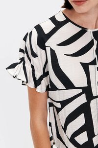 Veronika Maine Monochrome Mosaic Print Top