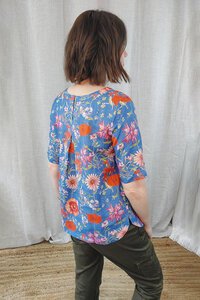 Oh Three Print Easy Fit Pleat Back Top