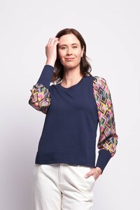 Memo Contrast Sleeve Top