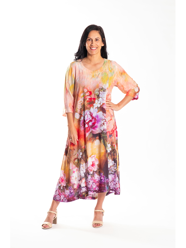 Jellicoe Apricot Floral Fleur Dress