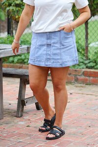 Wakee Denim Fly Front Skirt