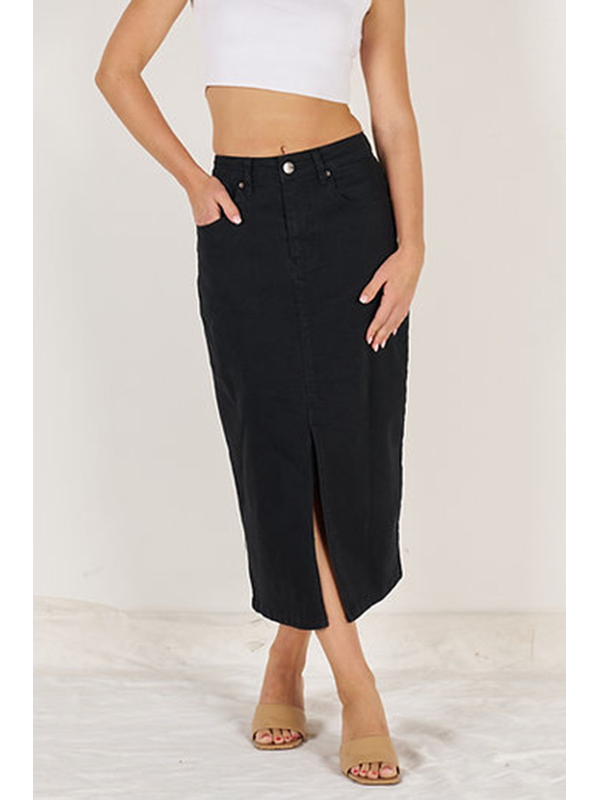 Wakee Denim Midi Skirt