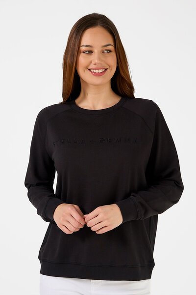 Stella + Gemma Black Logo Classic Sweater-new-Preen