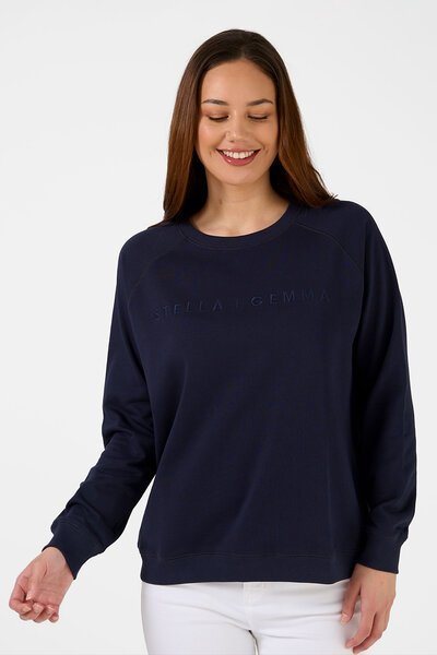 Stella + Gemma Navy Logo Classic Sweater-new-Preen