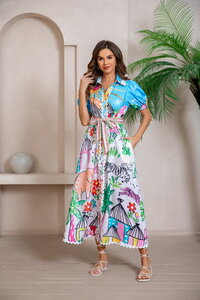 Mutig Safari Vacation Maxi Shirt Dress