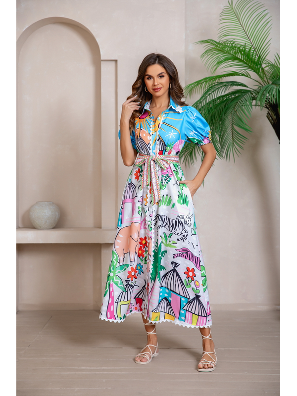 Mutig Safari Vacation Maxi Shirt Dress