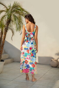 Mutig Tropical Patchwork Tie Back Maxi Dress