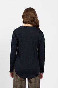 Vassalli Merino V Neck Button Cuff Top