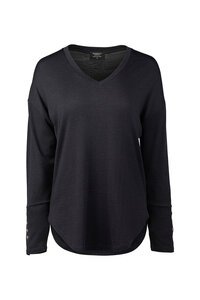 Vassalli Merino V Neck Button Cuff Top