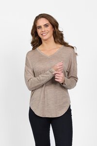 Vassalli Merino V Neck Button Cuff Top