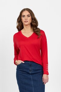 Vassalli Merino V Neck Button Cuff Top