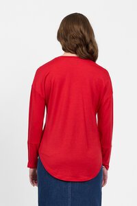 Vassalli Merino V Neck Button Cuff Top