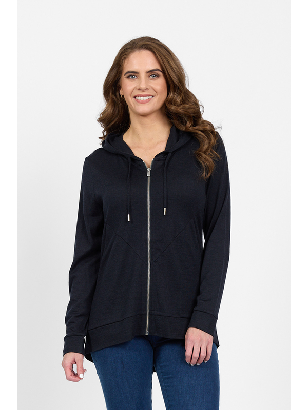 Vassalli Merino Plain Zip Up Hooded Jacket