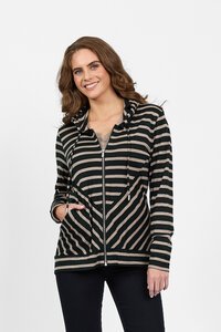 Vassalli Merino Stripe Zip Up Hooded Jacket