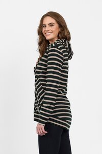 Vassalli Merino Stripe Zip Up Hooded Jacket