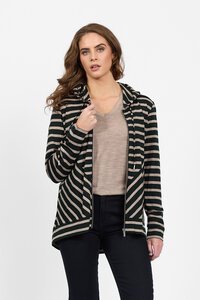 Vassalli Merino Stripe Zip Up Hooded Jacket