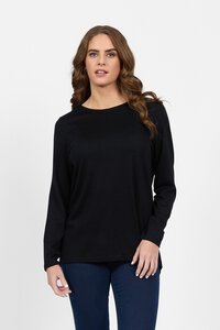 Vassalli Merino Plain L-S Back Button Placket Top