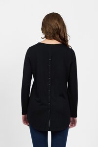 Vassalli Merino Plain L-S Back Button Placket Top