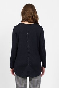 Vassalli Merino Plain L-S Back Button Placket Top