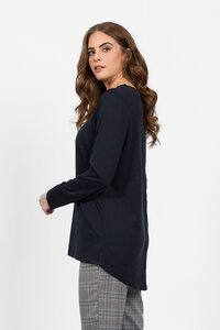 Vassalli Merino Plain L-S Back Button Placket Top