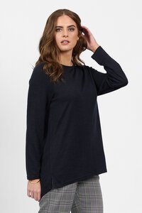 Vassalli Merino Plain L-S Back Button Placket Top