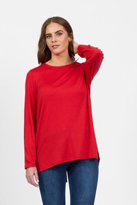 Vassalli Merino Plain L-S Back Button Placket Top