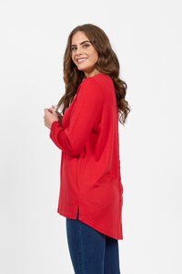 Vassalli Merino Plain L-S Back Button Placket Top