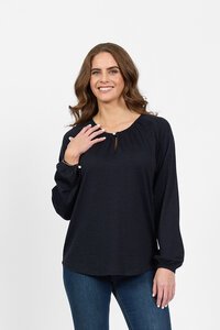 Vassalli Merino Round Neck Front Keyhole Top