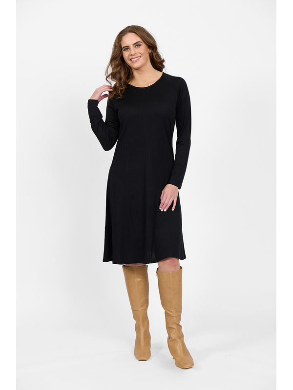 Vassalli Merino Plain L-S Swing Dress