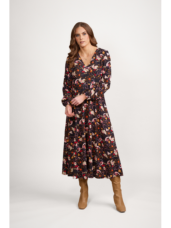 Vassalli Long Sleeve V Neck Dress - Aston