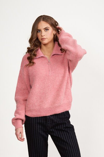 Vassalli Relaxed Half Zip Sweater With Collar-new-Preen