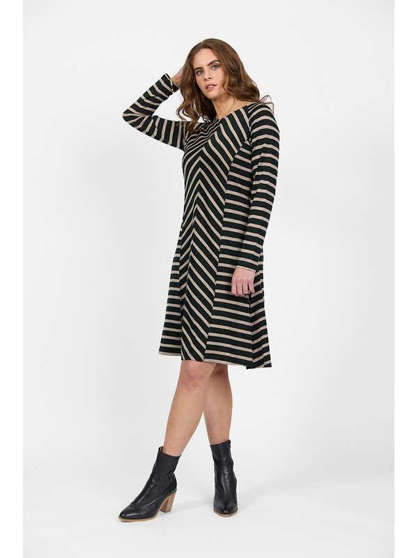 Vassalli Merino Stripe L-S Swing Dress