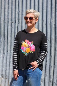 Foil Bouquet Drop Shoulder Top