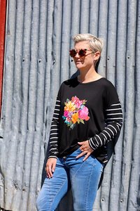 Foil Bouquet Drop Shoulder Top