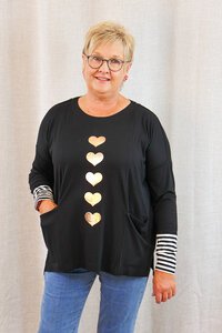 Foil Hearts Blocked Stripe Top