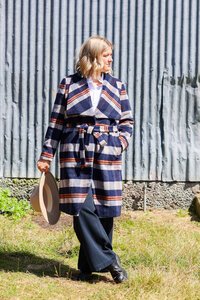 Oh Three Check Tie Detail Coat