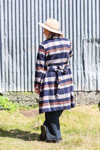 Oh Three Check Tie Detail Coat