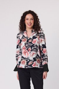 Classified Kelsey Lace Cuff Print Blouse