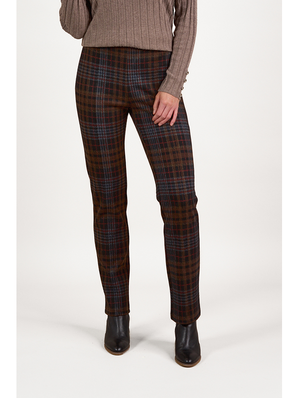 Vassalli Slim Pull On Check Pant - Soho