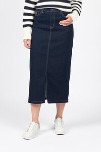 Vassalli Denim Mid Length Skirt With Front Split