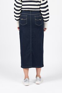 Vassalli Denim Mid Length Skirt With Front Split