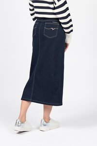 Vassalli Denim Mid Length Skirt With Front Split