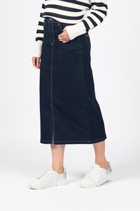 Vassalli Denim Mid Length Skirt With Front Split