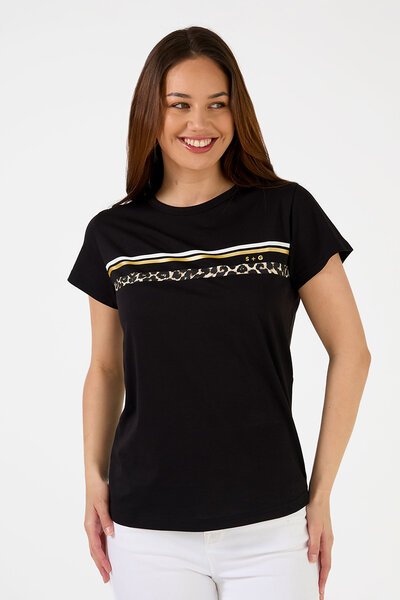 Stella + Gemma Black Icon Stripe T-Shirt-new-Preen