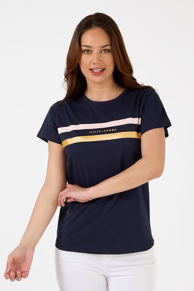 Stella + Gemma Navy Icon Stripe T-Shirt-new-Preen