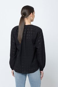 Seeking Lola Sheer Black Check Santorini Top