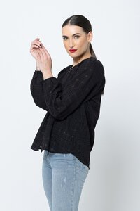 Seeking Lola Sheer Black Check Santorini Top