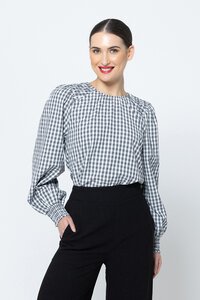 Seeking Lola Texture Check Honeycombe Blouse