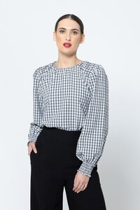 Seeking Lola Texture Check Honeycombe Blouse